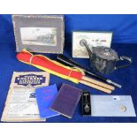 Rail Collectables, British Rail Acme Gangers Horn, 3 signalling flags, wooden jigsaw of the Golden