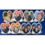 Trade issue, Typhoo, Pop Stars (Heart shaped, Premium issue), 6 different plus 2 duplicates, all