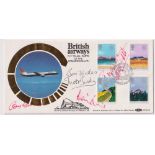 Football autographs, Manchester United, a British Airways illustrated cover signed by four