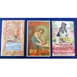 Postcards, Advertising, three artist drawn Soap adverts, Gossage's Dry Soap, two different, one