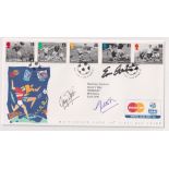Football autographs, Euro 96 Football cover with signatures of George Best, Eric Cantona and