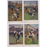 Postcards, Ruby & Football, Tucks, Football Incidents, Series 1746 complete, 6 cards (all unused,