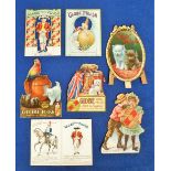 Trade cards, Globe Polish, 7 early advertising cards, six diecut, Britannia, Lord Mayor's