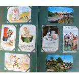 Postcards, a mixed subject UK and foreign selection of approx. 150 cards in vintage album.