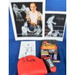Boxing, Sir Henry Cooper, 3 signed items, a Lonsdale Boxing Glove plus 2 photographs, one being a