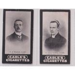 Cigarette cards, Cadle's, Footballers, two cards, H B Winfield (rubber stamped letters to back) &