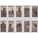 Cigarette cards, Churchman's, Famous Golfers (set, 50 cards) inc. Bobby Jones (x2, nos 27, vg & 28 v