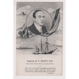 Postcard, Polar Exploration, Captain R.F. Scott, A British Hero, printed In Memoriam card,