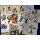 Postcards, a selection of 9 comic cards illustrated by Lance Thackeray, all early undivided backs,