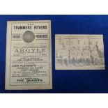 Football programme, Tranmere Rovers v Ellesmere Port, West Cheshire League Reserve Fixture played on