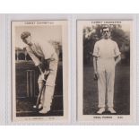 Cigarette cards, Pattreiouex, Famous Cricketers (C1-96 printed back) 2 cards, C16 E L Hendry & C21
