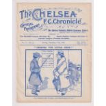 Football programme, The Church v The Stage 13 Dec 1909 played at Chelsea, full standard Chelsea