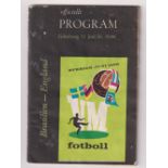Football programme, World Cup 1958, Sweden, Brazil v England 11 June 1958 (some sl water damage &