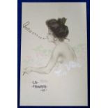 Postcard, Art Nouveau, Raphael Kirchner illustrated glamour card from series 'La Favorite' Dell '