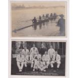 Postcards, University Boatrace, two cards, RP showing the Oxford crew in boat on water by accredited