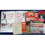 Football memorabilia, selection of items, mostly 1950's onwards including programmes, menu cards,