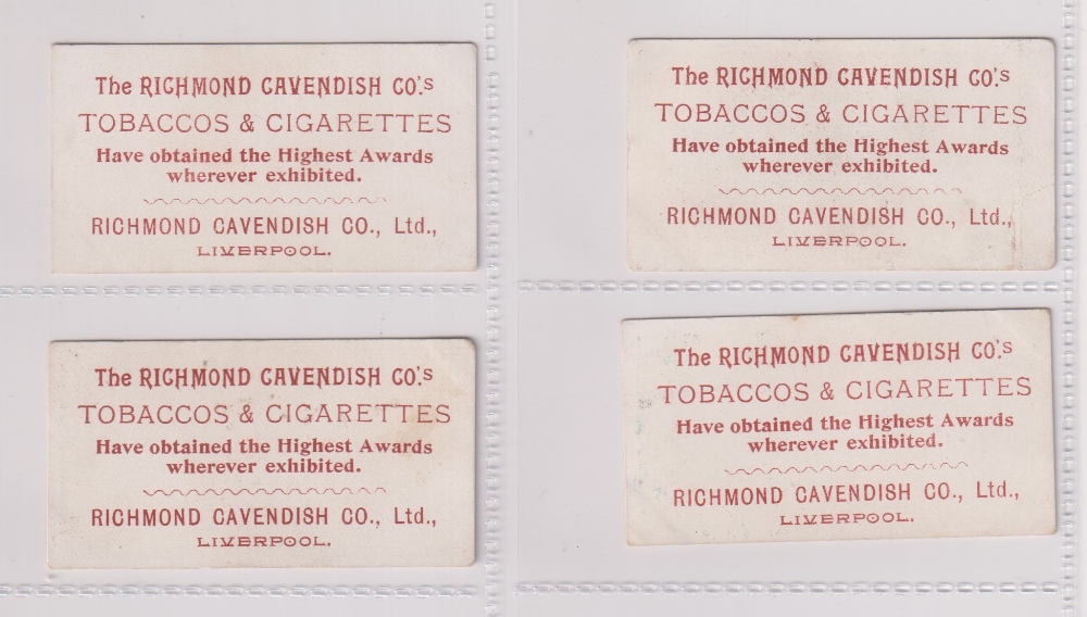 Cigarette cards, Richmond Cavendish, Pretty Girls 'RASH', 4 cards, ref H8, pictures nos 2, 8, 10 & - Image 2 of 2
