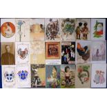 Postcards, a broad range of approx. 87 subject cards incl. glamour (Montedoro (back damage),