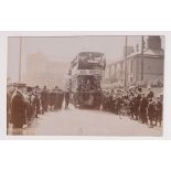 Postcard, Lancashire, Social History, RP, animated street scene showing the First Tram, Radcliffe,