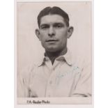 Football autograph, Jim Taylor, Fulham, a Reuter's b/w portrait photo, approx. 5" x 6.5", showing