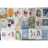 Postcards, a broad range of approx. 62 illustrated cards of children, artists inc. M Sowerby,
