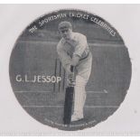 Trade card, The Sportsman, Cricket Celebrities (circular, 76mm), type card, G.L. Jessop (slight edge