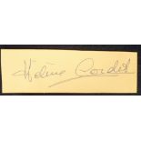 Autograph, Greek actress Helene Cordet, known as a childhood friend of Prince Philip (gd)