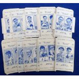 Cigarette cards, Carreras, Turf Slides, three part sets, all in uncut pairs, Famous Footballers (