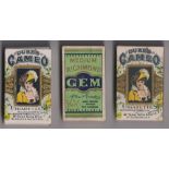 Cigarette packets, USA, three packets, Allen & Ginter, Medium Richmond Gem (empty, hull & slide) &