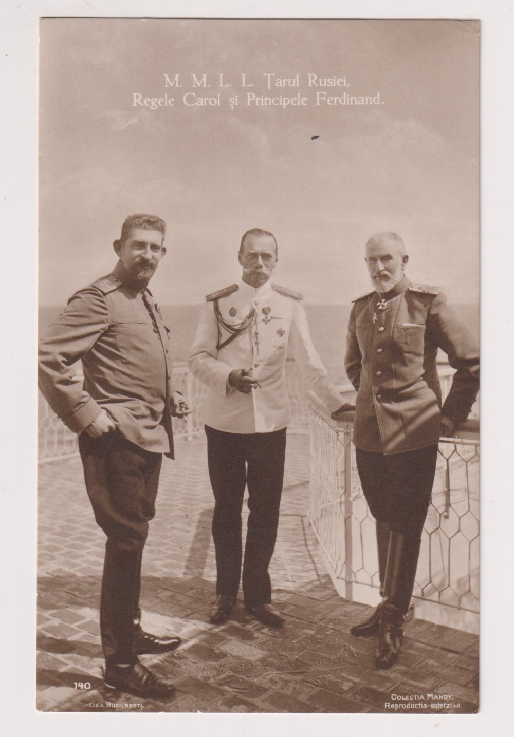 Postcard, Russia, RP, Prince Ferdinand (Romania), Tsar Nicholas II (Russia) and King Carol I (