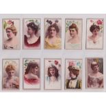 Cigarette cards, USA, ATC, Beauties, Flowers Inset (Yellow back) (set, 25 cards) (1 with stain to
