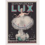 Postcard, Advertising, Lux, German Issue showing ballerina, continental size, message in light