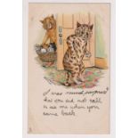 Postcard, Louis Wain, Cats, early 'Writeaway' card, 'I was much surprised that you did not call to