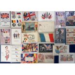 Postcards, a subject mix of approx. 41 cards incl. 24 Patriotic cards with flags, Britannia, A.A.