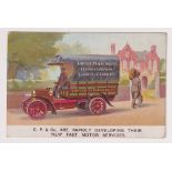 Postcard, Advertising, Carter Parkinson Express Carriers, artist drawn image showing early lorry,