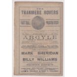 Football programme, Tranmere Rovers v Harrowby, West Cheshire League Reserve Fixture played on 4