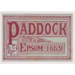 Horseracing, Epsom Paddock Pass, 1889, no 4686 on card (sl cr, gd) (1)