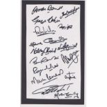 Football autographs, England 1966 World Cup Winners Sheet of paper measuring 8" x 4.5", laid down on
