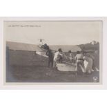 Postcard, Military Aviation, French RP, WW1 showing departure of Air Ace Capitaine Felix, scarce, (