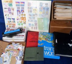 Stamps, Box of stamps in stockbook, albums and loose, including Brazil, Nigeria, Canada, Eire and