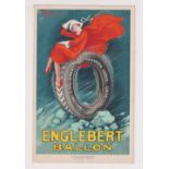 Postcard, Advertising, Englebert Tyres, art deco style artist drawn card by Le Monnier (unused,