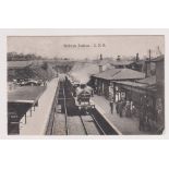 Postcard, Railways, Hertfordshire, Welwyn Station, G.N.R., a printed card showing internal view with