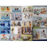 Postcards, comic, a good selection of 57 comic cards illustrated by F.G.Lewin, incl. black humour (