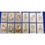 Trade cards, Liebig, 2 sets, Flying Pots with Cupids ref s328 & National Beauties II ref s331 both