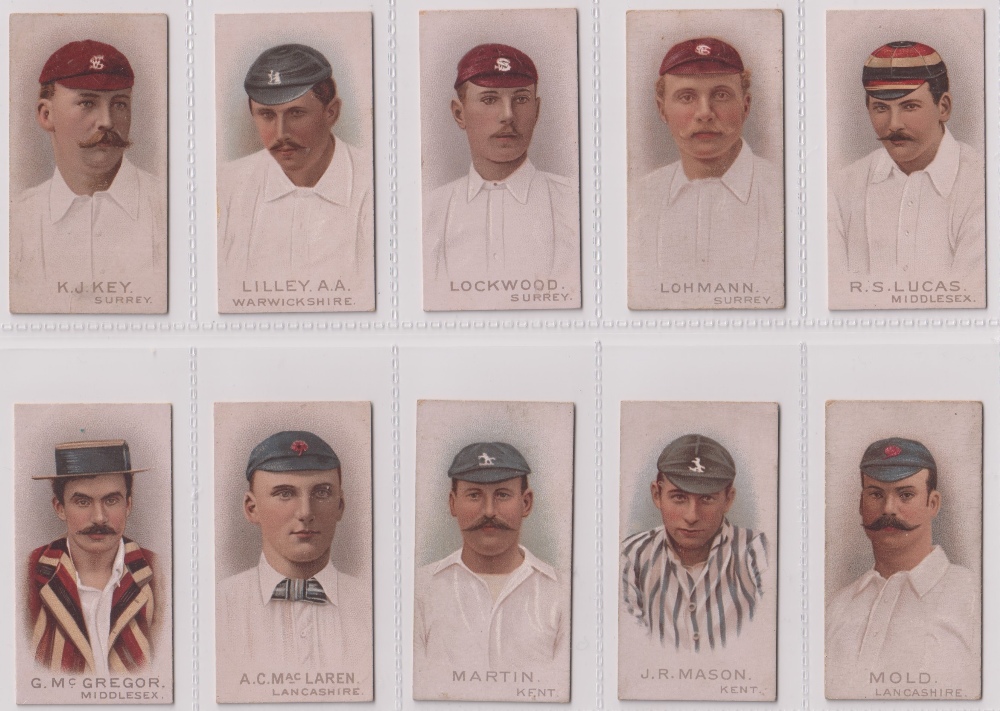Cigarette cards, Wills, Cricketers 1896 (set, 50 cards) (some slight age toning, two few with slight - Image 5 of 10