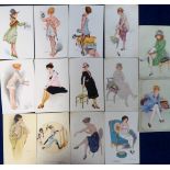 Postcards, Glamour, selection of 14 cards inc. S. Meunier (6), Fabiano (3), Pepin (4) etc (fair/