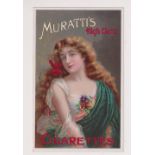 Tobacco Advertising postcard, 'Muratti's High Class Cigarettes' illustrated with beauty (unused, vg)