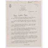 Autographs, a signed typed letter from Louis Mountbatten of Burma (on Broadlands writing paper) to