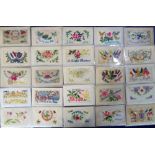 Postcards, a collection of approx. 49 WWI embroidered silks, mostly greetings but also R.A.M.C.,