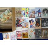 Postcards, Subjects, a collection of approx. 600 cards inc. Valentines, comic, military, social